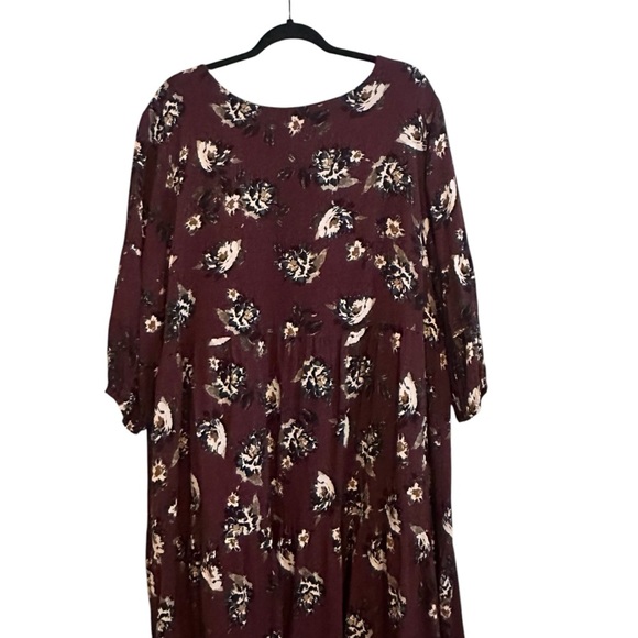 Ryllace Plum Dark Purple Floral Modest Tiered Boho Midi Dress Plus Size 22 - Picture 10 of 10